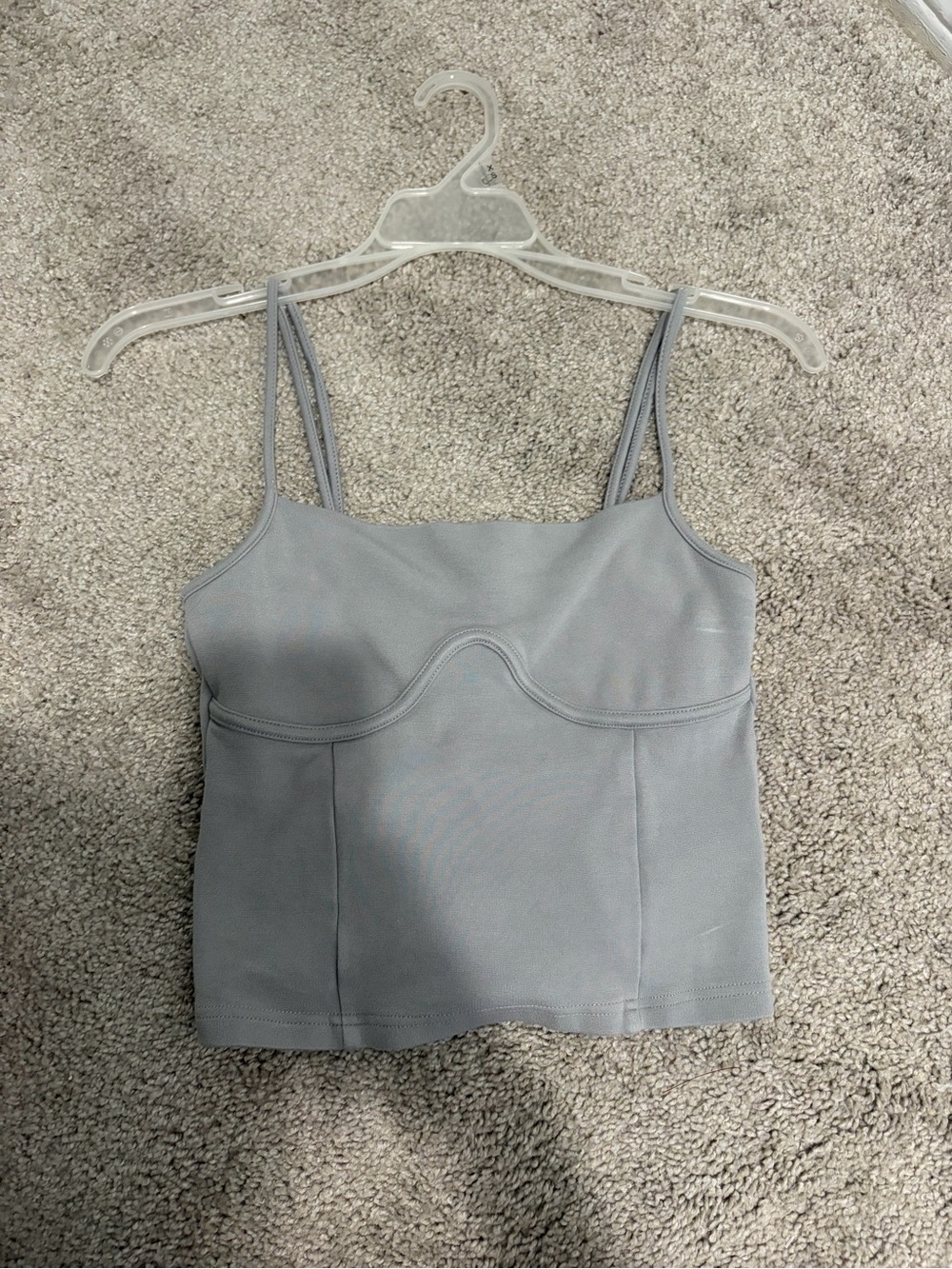 Divided Double-Strap Light Gray Crop Tank